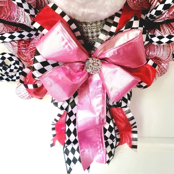 Spring Bunny Wreath Deco Mesh Bow Plush Rabbit - Picture 9 of 12